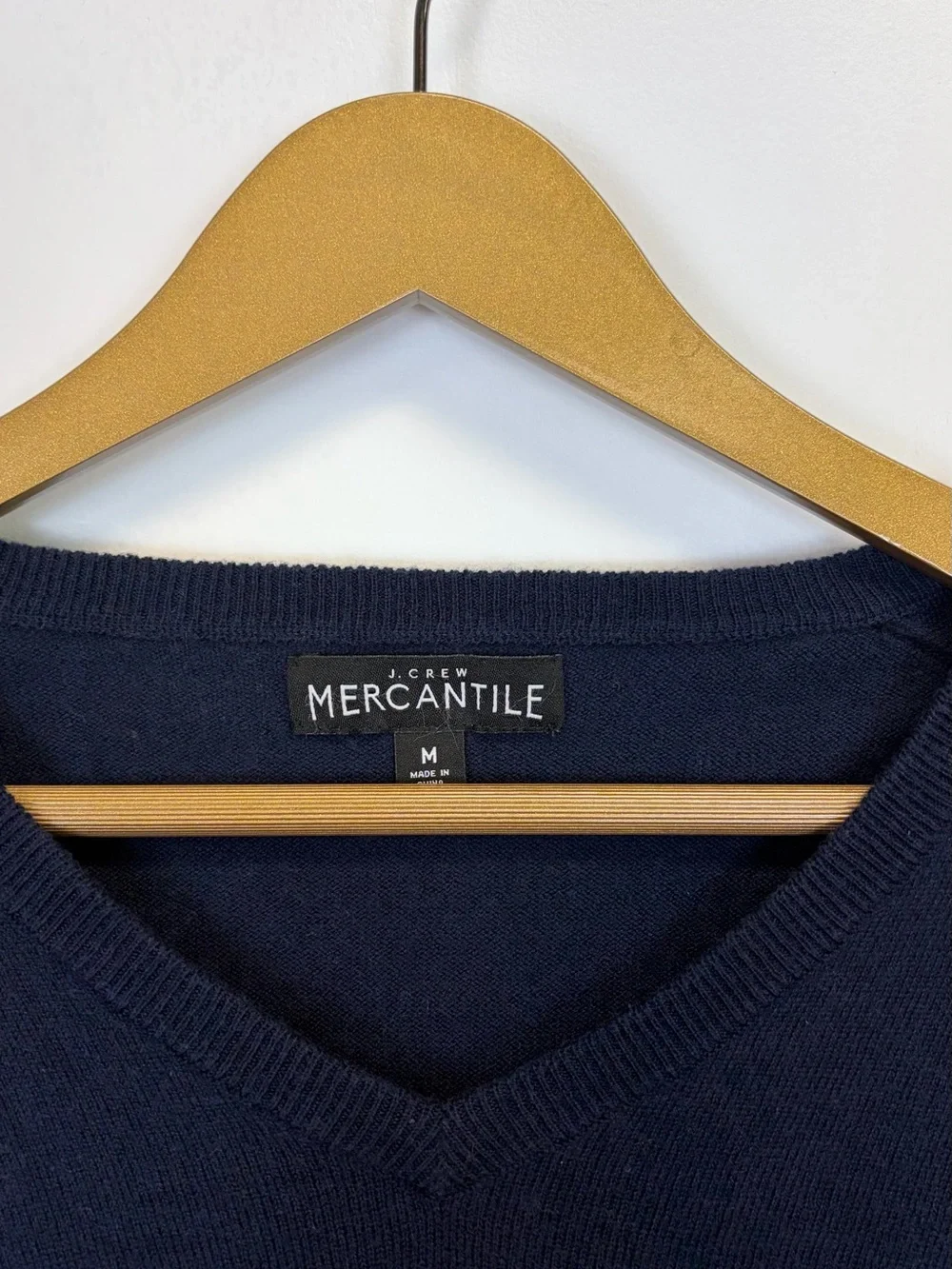 J. Crew Mercantile Navy V Neck Merino Wool Blend Sweater